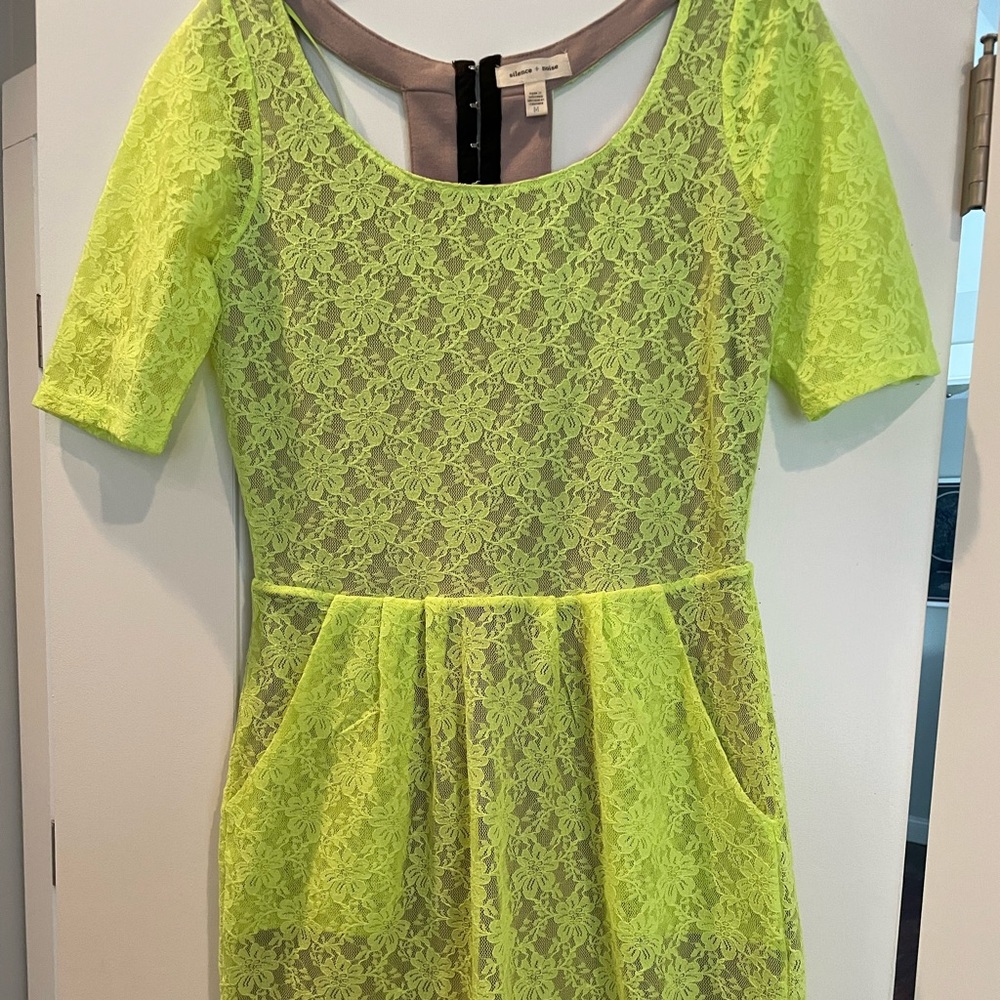 Bright Yellow lace party dress